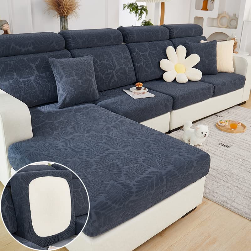 Stretch Couch Cushion Covers for Sectional Sofa L Shape Jacquard Chaise Lounge Slipcovers Soft Slipcover for L Shaped Sofa - Lozenza